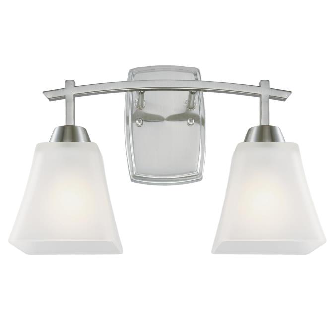 2 Light Wall Fixture Brushed Nickel Finish Frosted Glass