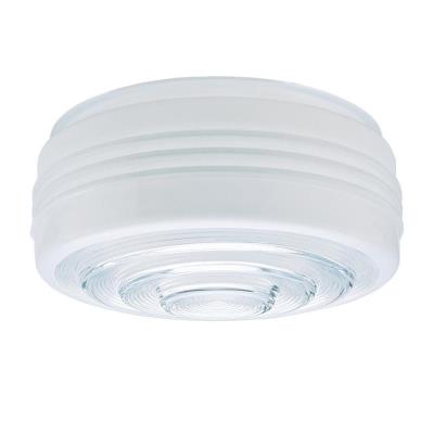 8-Inch White and Clear Glass Drum Shade