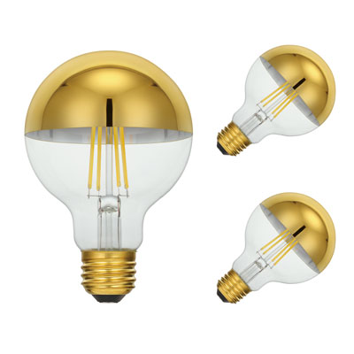 5.5 Watt (40 Watt Equivalent) G25 Dimmable Filament LED Light Bulb 1/2 Gold Medium (E26) Base, 3-Pack