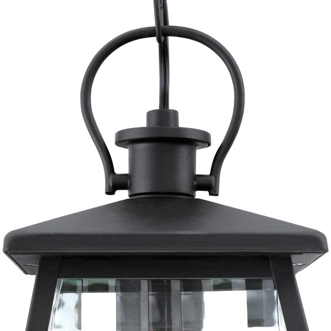 Textured Black Westinghouse Lighting 6112800 Aurelie Contemporary One-Light Outdoor Pendant Light Clear Waffle Glass