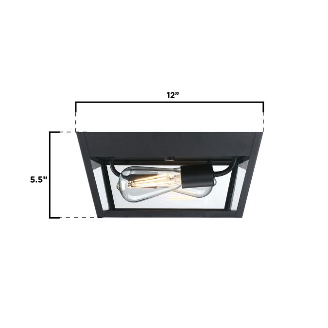 Westinghouse Lighting Peterson 12Inch TwoLight Outdoor Flush Mount Ceiling Fixture, Textured Black
