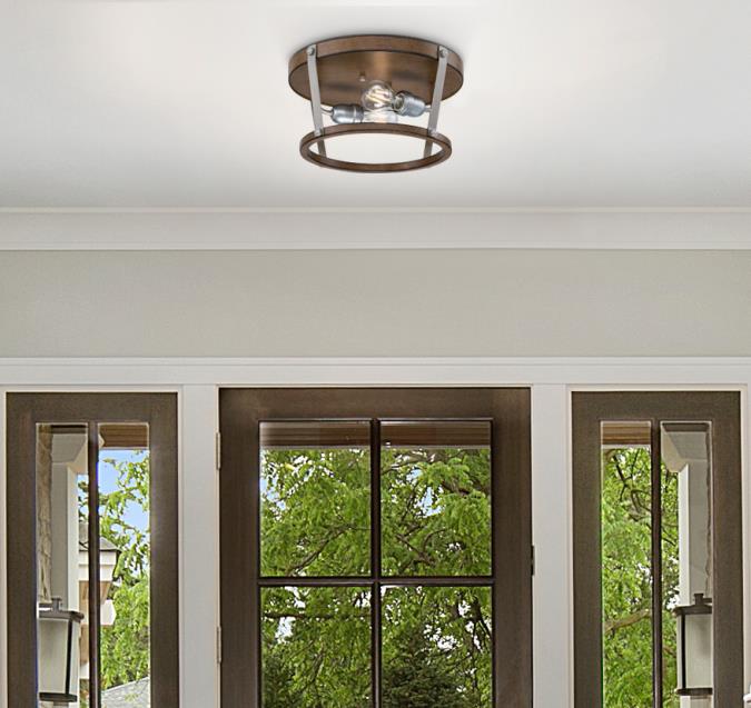 Westinghouse Lighting 14 in. Elway 2 Light Flush, Barnwood Finish with ...