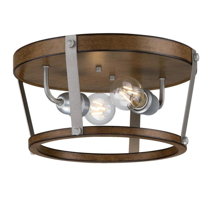 Westinghouse Lighting 14 in. Elway 2 Light Flush, Barnwood Finish with ...