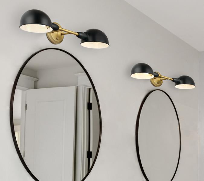 Westinghouse Lighting Langhorne TwoLight Wall Fixture, Matte Black and Brushed Brass Finish