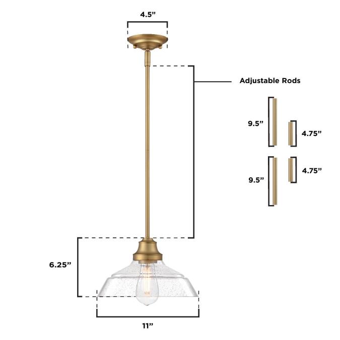 Westinghouse Lighting Iron Hill One-Light Indoor Pendant, Brushed Brass ...