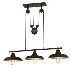 Iron Hill Three-Light Indoor Island Pulley Pendant