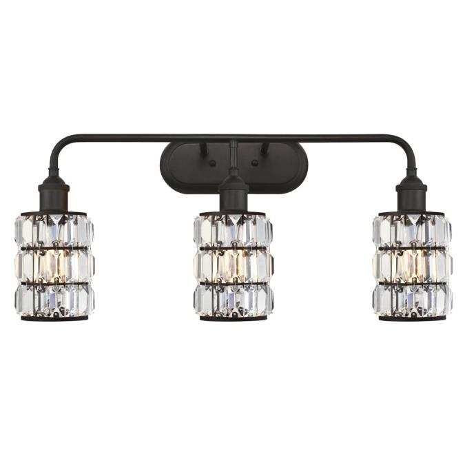 Oil Rubbed Bronze Finish with Crystal Prism Glass Westinghouse Lighting 6337900 Sophie Three-Light Indoor Wall Fixture 