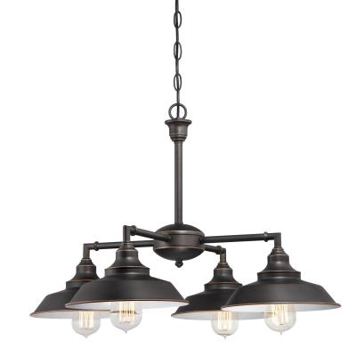 Iron Hill Four-Light Indoor Convertible Chandelier/Semi-Flush Ceiling Fixture