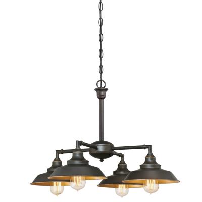 Iron Hill Four-Light Indoor Convertible Chandelier/Semi-Flush Ceiling Fixture