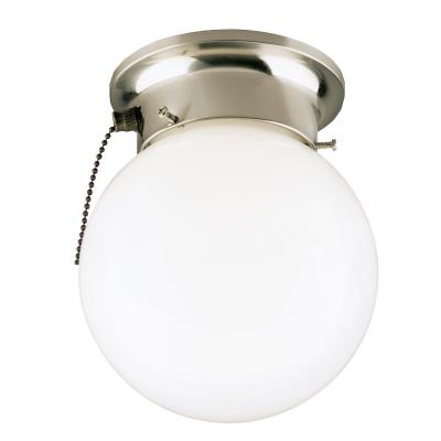 One-Light Indoor Flush-Mount Ceiling Fixture with Pull Chain