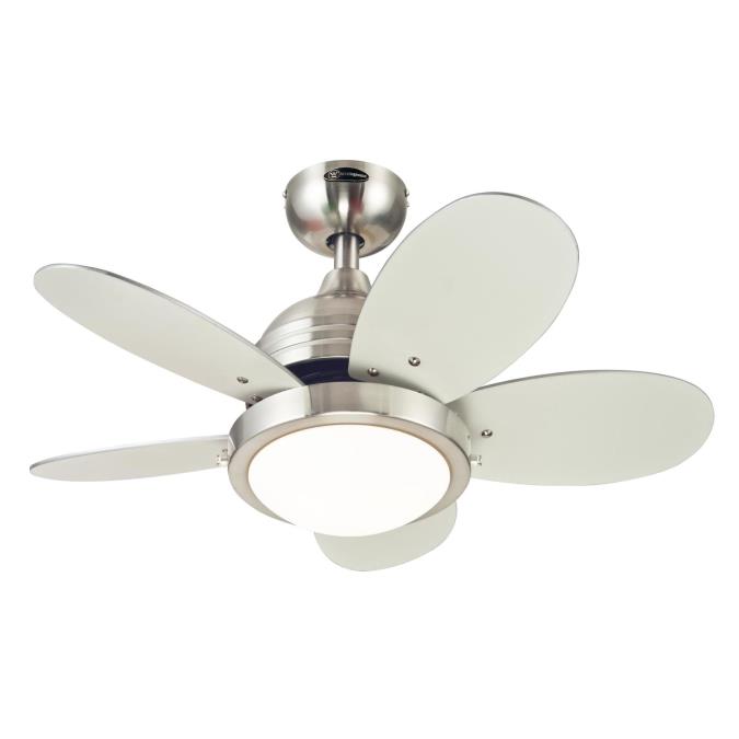 30 Inch Ceiling Fan with Light Kit Satin Nickel or White Oil Rubbed Bronze 