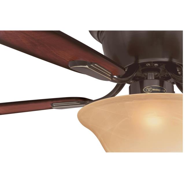 Westinghouse 7209600 Traditional Carolina LED 52 inch Oil Rubbed Bronze Indoor Ceiling Fan LED Light Kit with Amber Alabaster Bowl