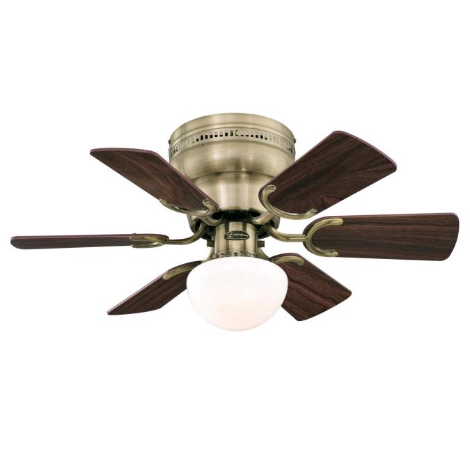 Six Blade Indoor Ceiling Fan, Antique Brass Ceiling Fans With Light Kit