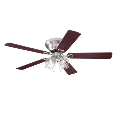 Contempra IV 52-Inch Indoor Ceiling Fan with Dimmable LED Light Fixture, Brushed Nickel Finish