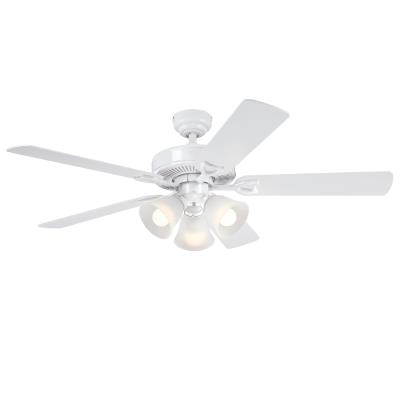 Travis 52-Inch Indoor Ceiling Fan with LED Light Fixture, White Finish