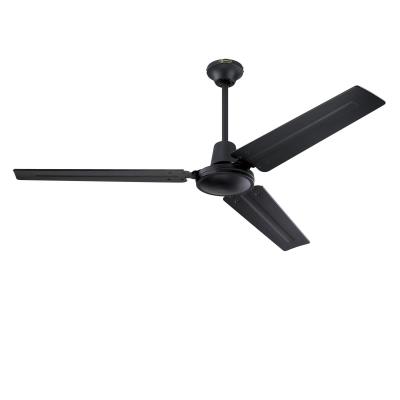 Jax Industrial-Style 56-Inch Three-Blade Indoor Ceiling Fan, Matte Black Finish, Wall Control Included