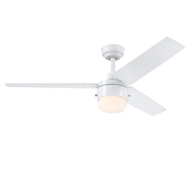 Talia 48-Inch Indoor Ceiling Fan with LED Light Fixture, Matte White Finish with Reversible Matte White/Rustic Birch Blades, Opal Frosted Glass