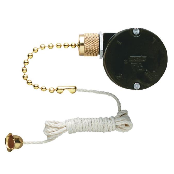 2 Pack Westinghouse 77023 Fan Light Switch w/ Polished Brass Pull Chain 